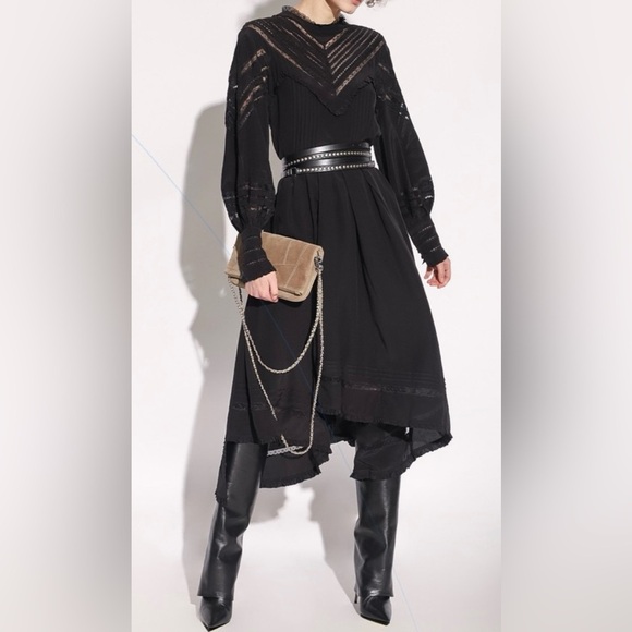 NWT Zadig & Voltaire Roxy Silk Dress M Black Lace - Picture 4 of 13